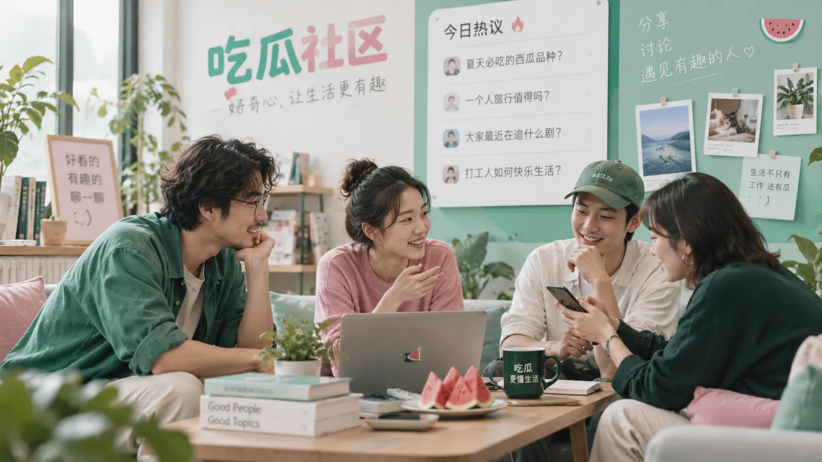社区讨论与红毯元素的抽象画面